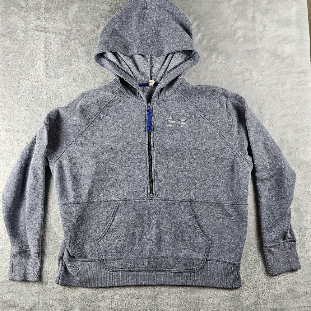 Under Armour Pullover Half Zip Hoodie Gray Women's Size Medium Long Sleeve